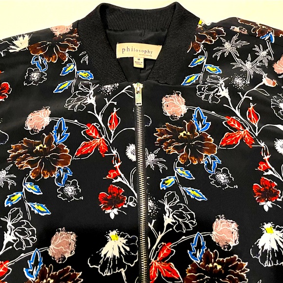 Philosophy Republic black floral bomber jacket M - Picture 2 of 7